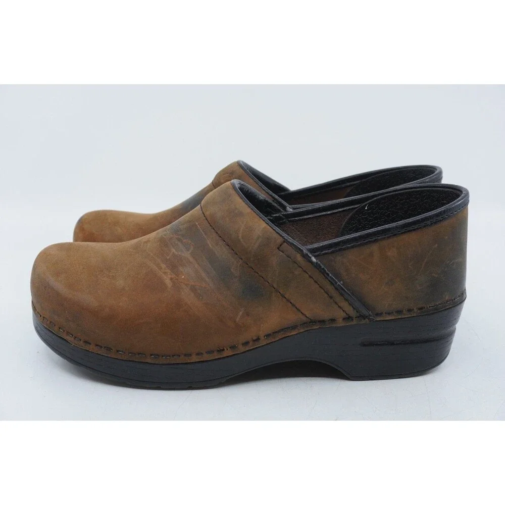 Dansko Clogs Oiled Womens Sz 10 Brown Leather Professional Comfort Nurse Shoes